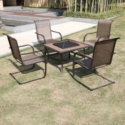 Winnfield 5-Piece Patio Conversation Set with Fire Pit, Seats 4