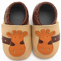 Sayoyo Unisex Giraffe Anti-skid Soft Sole Leather Toddler Baby Shoes (12-18 months, Beige)