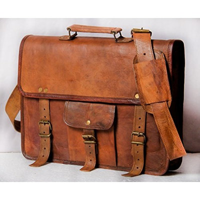 HandMadeCart Genuine Natural Leather Messenger Bag (for 15