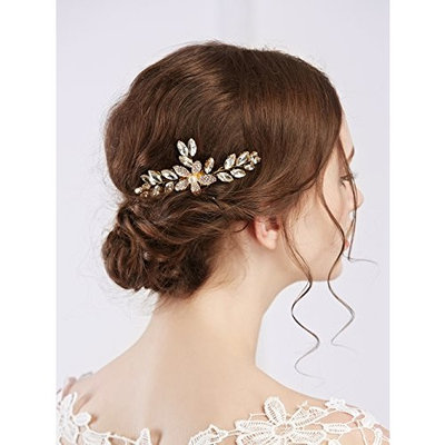 Missgrace Bridal Crystal and Rhinestone Gold Hair Comb for Wedding,Party,Christmas,Halloween,Holiday,Festival and Special...
