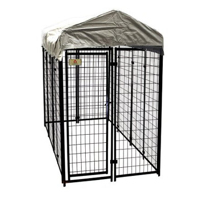 Robtec Carriers & Kennels 8 ft. x 4 ft. x 6 ft. Black Powder-Coated Chain Link Boxed Kennel Kit K648WWBL/C