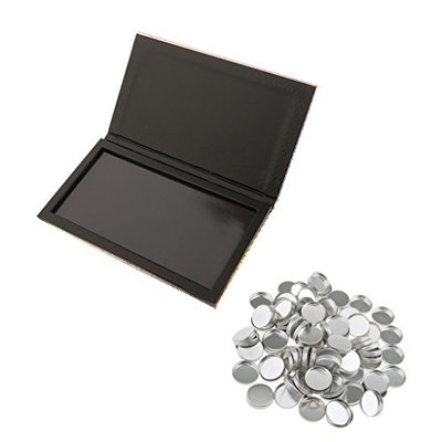 MagiDeal Beauty Cosmetic Empty DIY Eye Shadow Magnetic Palette Case Makeup Organizer Box + 100 Round Metal Eyeshadow Pans Holder