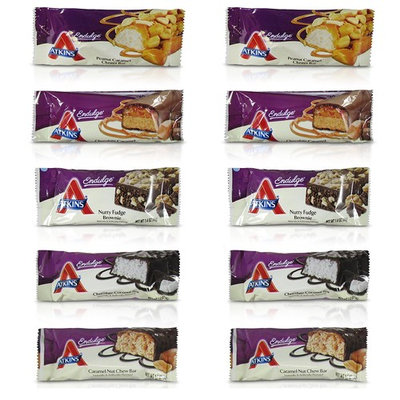 Atkins Endulge Bars Sampler Variety Pack 5 Different Flavors, A Total of 10 Bars