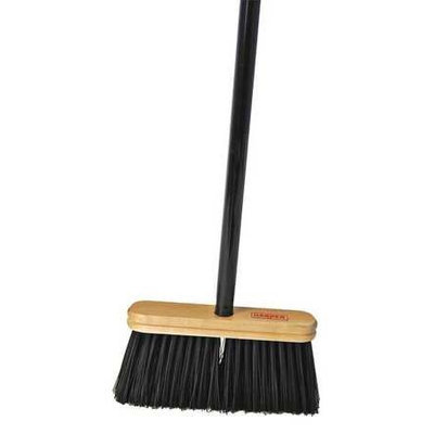 HARPER 109A42 Upright Broom, Stiff,9 in, Steel Hndl, Blk