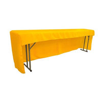 LA Linen TCpop-OB-fit-96x18x30-YellowDrkP47 Open Back Polyester Poplin Fitted Tablecloth for Classroom Tables Dark Yellow