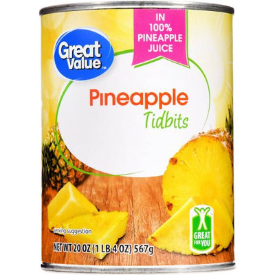 Great Value Pineapple Tidbits, 20 oz