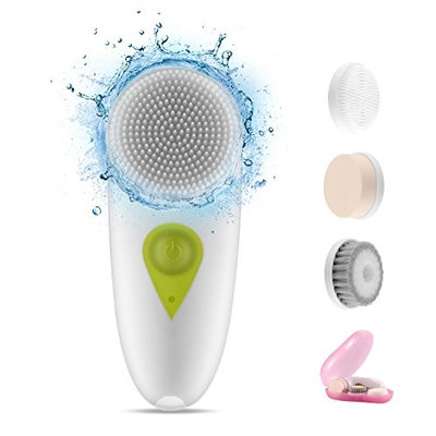 DRQ Facial Brush,Electric Face Brush, 3 In 1 Waterproof Protable USB Rechargeable Facial Spin brushes for All Skin Exfoliating Deep Cleaning System with 3 Exfoliating Brush Heads