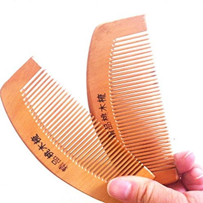 Huphoon Handmade Natural Wide Tooth Anti-Static Massage Head Comb Made of Excellent Peach Wood
