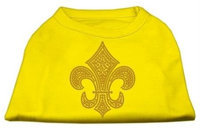 Ahi Gold Fleur de Lis Rhinestone Shirts Yellow Sm (10)