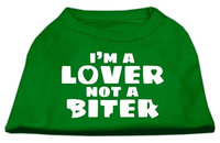 Ahi I'm a Lover not a Biter Screen Printed Dog Shirt Emerald Green XS (8)