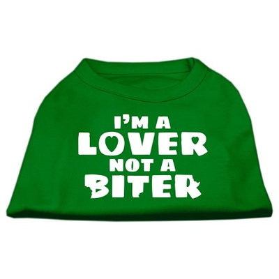 Ahi I'm a Lover not a Biter Screen Printed Dog Shirt Emerald Green XS (8)