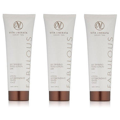Vita Liberata Luxury Tan, Fabulous, Self Tanning Tinted Lotion, Dark, 3.38 Oz (Pack of 3) + LA Cross Manicure 74858
