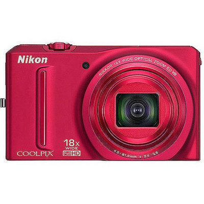 Nikon COOLPIX S9100 12MP Red Digital Camera w/ 18x Optical Zoom
