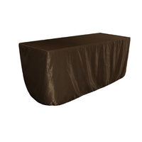 LA Linen TCbridal-fit-72x24x30-BrownB22 Fitted Bridal Satin Tablecloth Brown - 72 x 24 x 30 in.