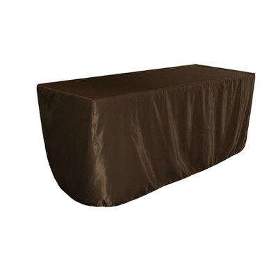 LA Linen TCbridal-fit-72x24x30-BrownB22 Fitted Bridal Satin Tablecloth Brown - 72 x 24 x 30 in.