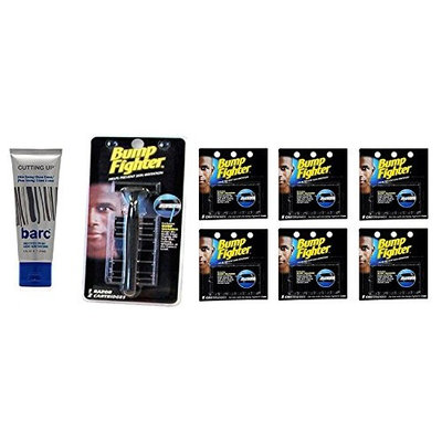 Barc Cutting Up, Unscented Shave Cream, 2 Oz + Bump Fighter Razor for Men + Bump Fighter Cartridge Refill, 5 Ct (Pack of 6) + Makeup Blender