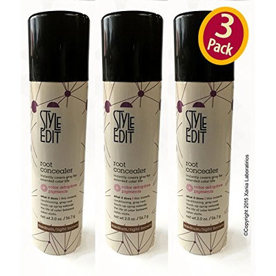STYLE EDIT by CONCEAL YOUR GRAYS-MEDIUM/LIGHT BROWN 2 OZ (Package of 3)