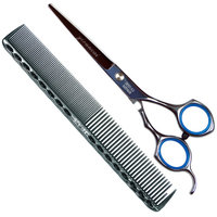 Professional Barber Razor Edge Hair Cutting Shaving Scissors/Texturing Shears-6 Inch-420 Stainless Steel,with Comb and Adjustable Finger Inserts