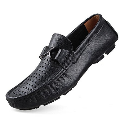 Breathable casual shoes big size quality leather fashion casual shoes,Black,42