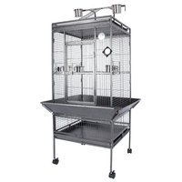 Fur Family Bird Cage Parrot Playtop Finich Perches Ladder Feeder Tray Bowl w/ Wheel