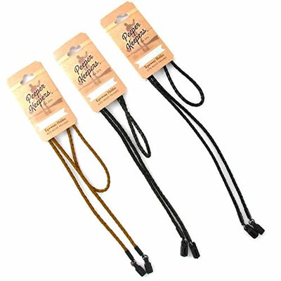 Peeper Keepers Braided Leather Cord Eyeglass and Sunglass Retainer / Strap, Black (2 Pack)