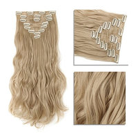 Clip in Hair Extensions Synthetic Full Head Hairpieces Thick Long Wavy Curly Soft Silky 8pcs 18clips for Women Fashion and Beauty 17'' / 17 inch(18/613 Dark Blonde Mix Bleach Blonde)