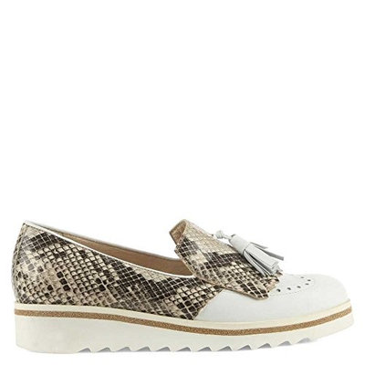 Daniel Malva White Leather Reptile Tasselled Loafer
