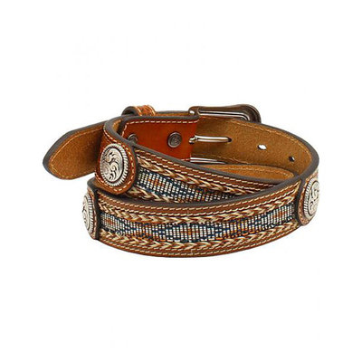 Ariat Kid's 1/4'' Ribbon Inlay Concho Belt Tan 30