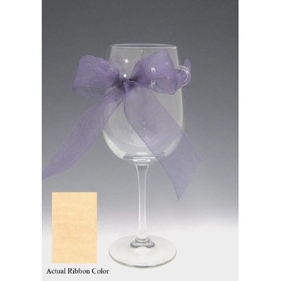 Set of 4 Jolie Tall Wine Drinking Glasses with Solid Orange Bows 16 ounces