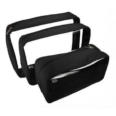 Packies Zip Top Packing Cubes / Cosmetic Bags - Black - Set of 3 (Microfiber - Large) by DayMakers of Santa Barbara