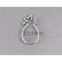 Silver pineapple barrette outline shape metal hair clip barrette fruit shape