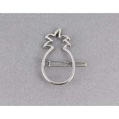 Silver pineapple barrette outline shape metal hair clip barrette fruit shape
