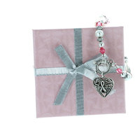 Pink Ribbon Hope Strength Courage Silver Charm Bracelet Gift Boxed