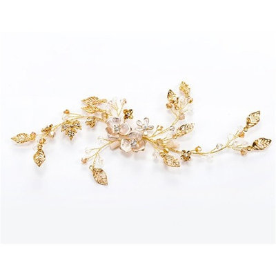 BININBOX Vintage Wedding Hair Combs Alloy Flower With Bead For Women Bridal Bridesmaids Headpiece Head Band Accessorie Golden