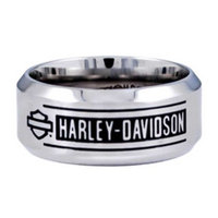 Hot Wheels Harley-Davidson Size 10 Men's H-D Bar Script Stainless Steel Band Ring, (10) HSR0026