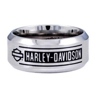 Hot Wheels Harley-Davidson Size 10 Men's H-D Bar Script Stainless Steel Band Ring, (10) HSR0026