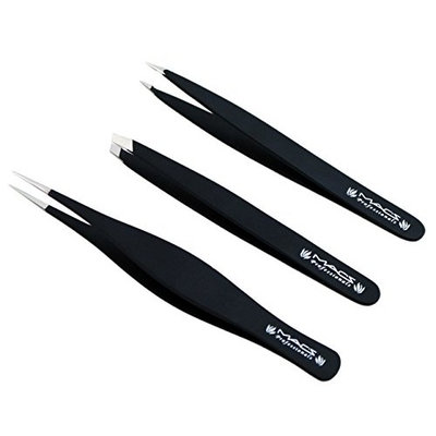 MACS TWEEZERS SET;- for Eyebrow Plucking, Ingrown Hair -Best for Eyebrow Hair, Facial Hair Removal - Stainless Steel Precision Sharp- Pointy Ends Meet Perfectly.