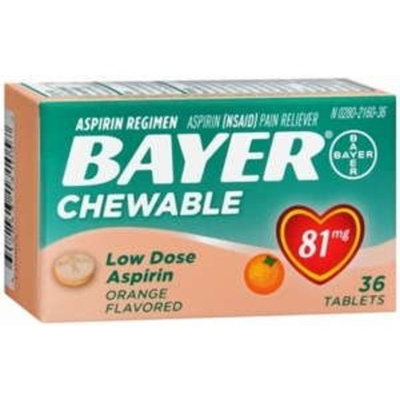 Bayer Aspirin Childrens 81Mg Chewable Tablets Orange