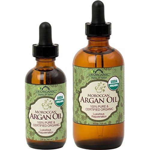 US Organic Moroccan Argan Oil, USDA Certified Organic,100% Pure & Natural, Cold Pressed Virgin, Unrefined, 2 Oz in Amber Glass Bottle with Glass Eye Dropper for Easy Application. Origin_Morocco