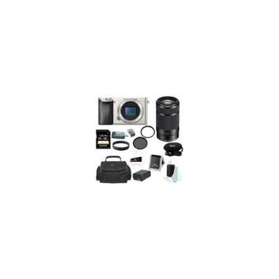 Sony Alpha a6000 (ILCE6000/S ILCE6000S ILCE6000-S) 24.3 MP Interchangeable Lens Camera (Body Only in Silver) + Sony SEL55210/B E 55-210mm F4.5-6.3 OSS E-mount Zoom Lens (Black) + Sony 32GB SD Card +