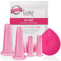 Glam Facial Face Cupping Set - Cupping Therapy Sets Massage Kit with Silicone Cleansing Brush for Instantly Ageless Skin, Works for Fine Lines & Wrinkles, Improves Collagen (GLAM - Pink)