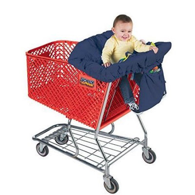 Jolly Jumper Deluxe Sani-Shopper Shopping Cart Cover With Safety Belt- Fits Most Resturant High Chairs - Sage Lambs