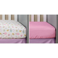 Bananafish Studio Sweet Owl Girl Set of 2 Crib Sheets, Toss Print/Pink Solid