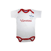 Baby body suit/baby grow red with cute embroidery