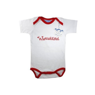 Baby body suit/baby grow red with cute embroidery