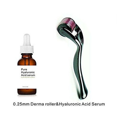 Beauty Style Plastic Derma Roller with 0.25 mm Titanium needles, One Pure Hyaluronic Acid serum
