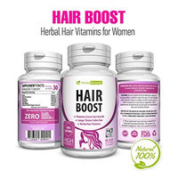 Natural Boost Hair Growth Vitamins - Healthier, Thicker & Longer Hair Regrowth – Organic Damaged Hair Treatment Supplements Formulated With Green Tea, Gotu Kola & More - All Hair Types 60 Veggie Caps