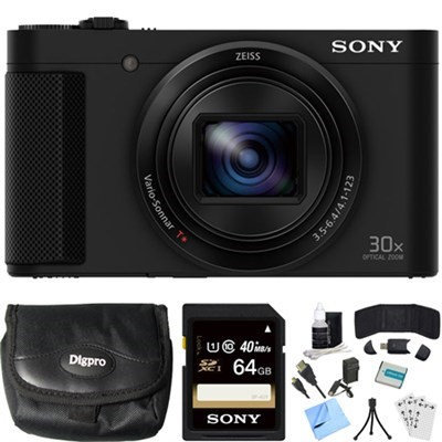 Sony Cyber-shot HX80 Compact Digital Camera (Black) 64GB Memory Card Bundle