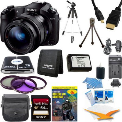 Sony Cyber-shot DSC-RX10 Digital Camera 64GB SDHC Card and Tripod Bundle