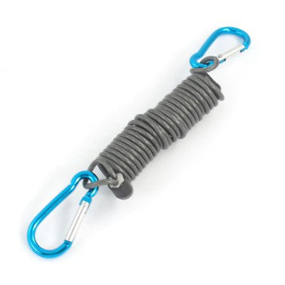 Travel Hiking Stretchy Coil Lanyard w Doule D Carabiner Clip Dodger Blue